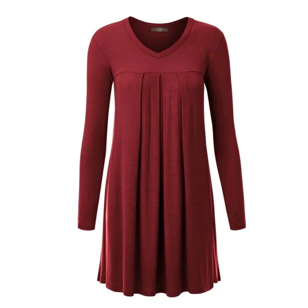 NWT Made By Johnny Red Rayon Long Sleeve Above Knee Dress Women's XL